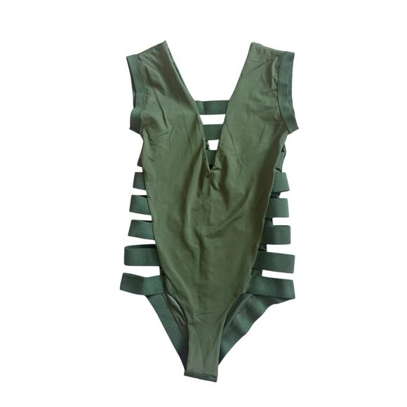 Agua Bendita Bendito Verdegal One Piece‎ Swimsuit Arm Green Small Cutouts - Picture 1 of 7